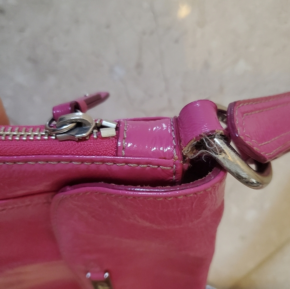 COLE HAAN FLAP PATENT RASPBERRY CROSSBODY / MESSENGER - Picture 11 of 15